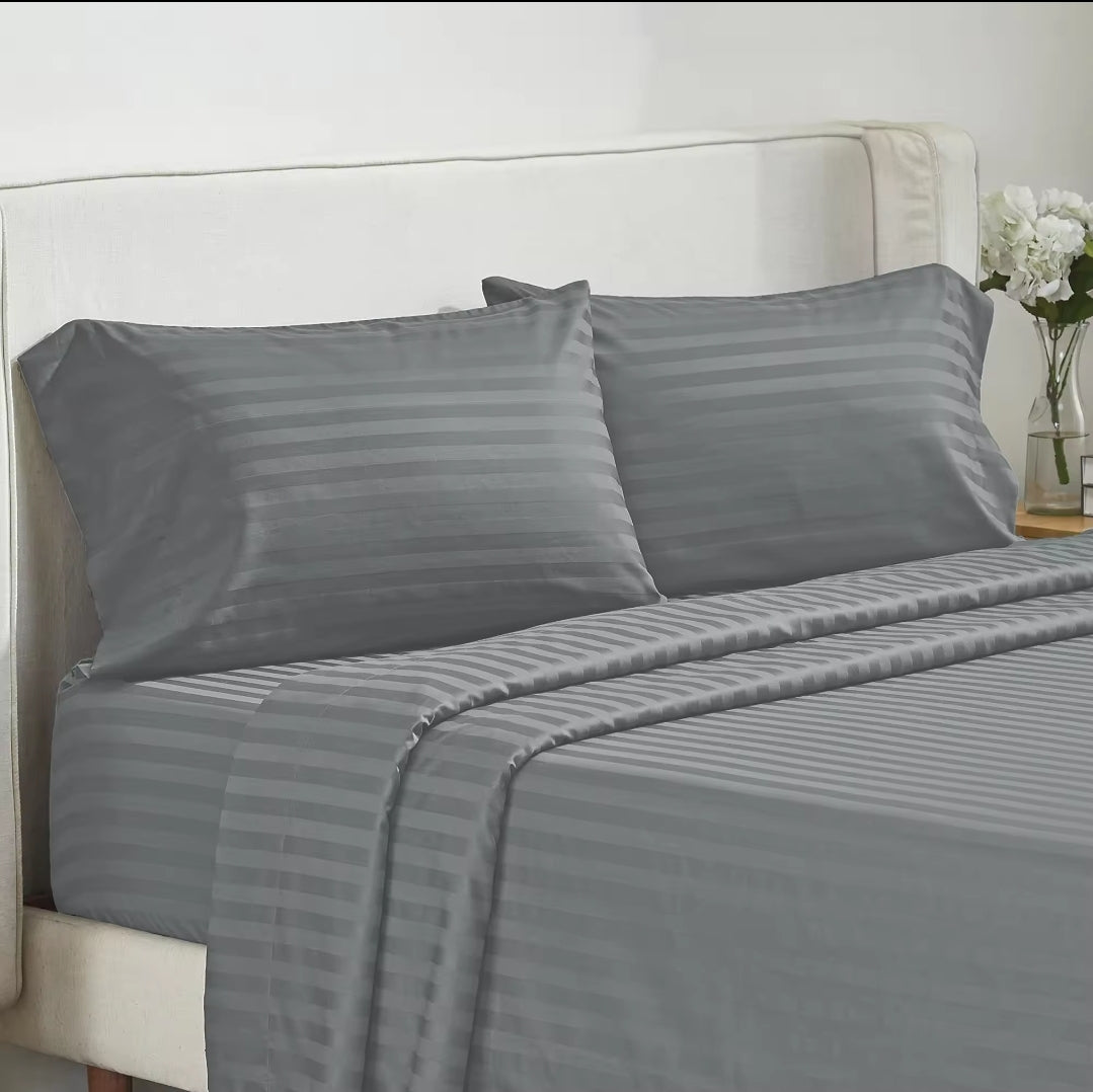 Luxury Cotton Stripped Bedsheets | - Elegant Households KE