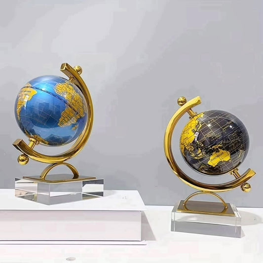 Luxury Crystal Base Globe Decor – Gold World Map Table Ornament for Home & Office | - Elegant Households KE