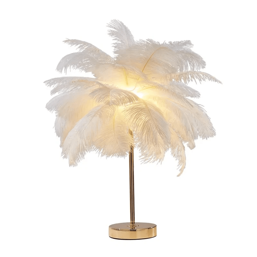 Luxury Feather Table Lamp – Elegant Ambient Lighting for Home Decor | - Elegant Households KE