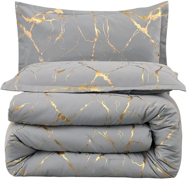 Luxury Gold Marble texture Foil style Duvet cover Set | - Elegant Households KE