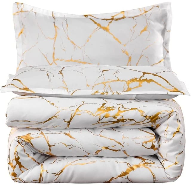 Luxury Gold Marble texture Foil style Duvet cover Set | - Elegant Households KE