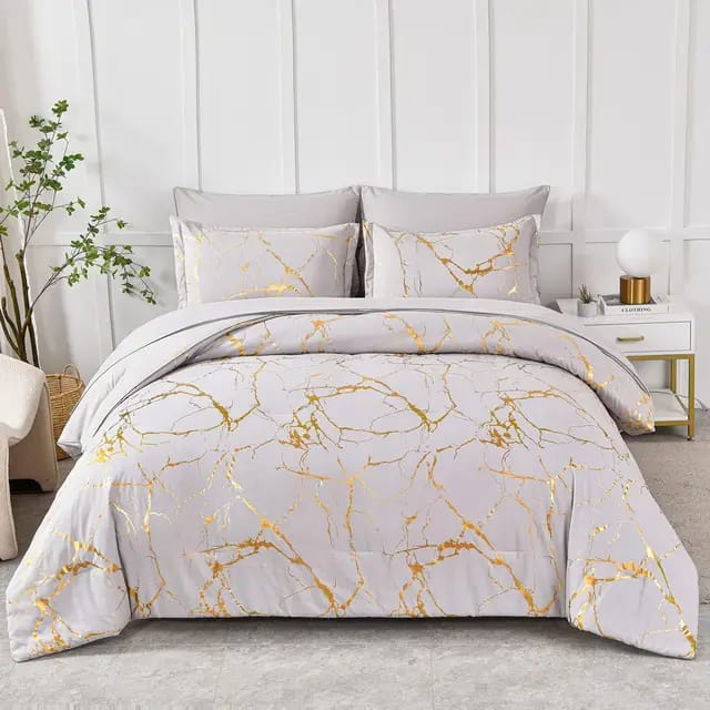 Luxury Gold Marble texture Foil style Duvet cover Set | - Elegant Households KE