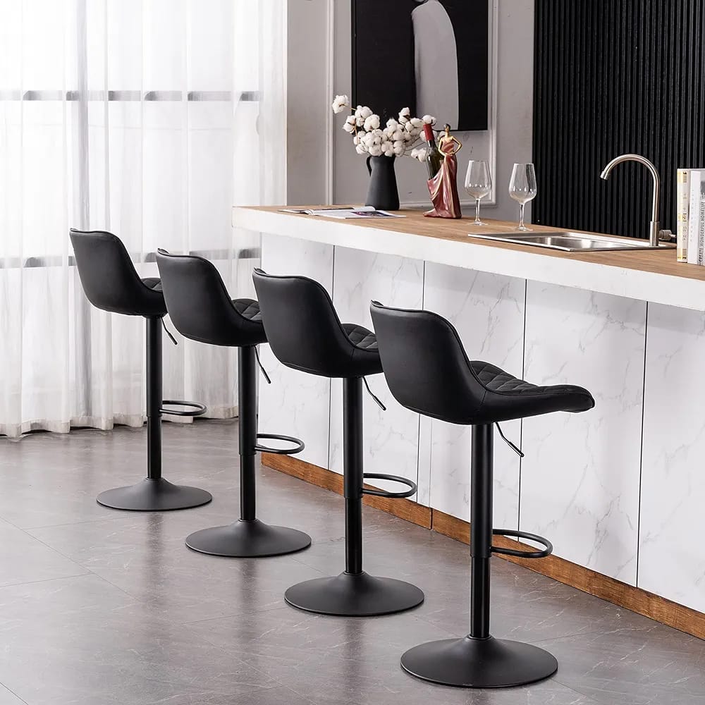 Luxury Leather Kitchen Island Stool | - Elegant Households KE