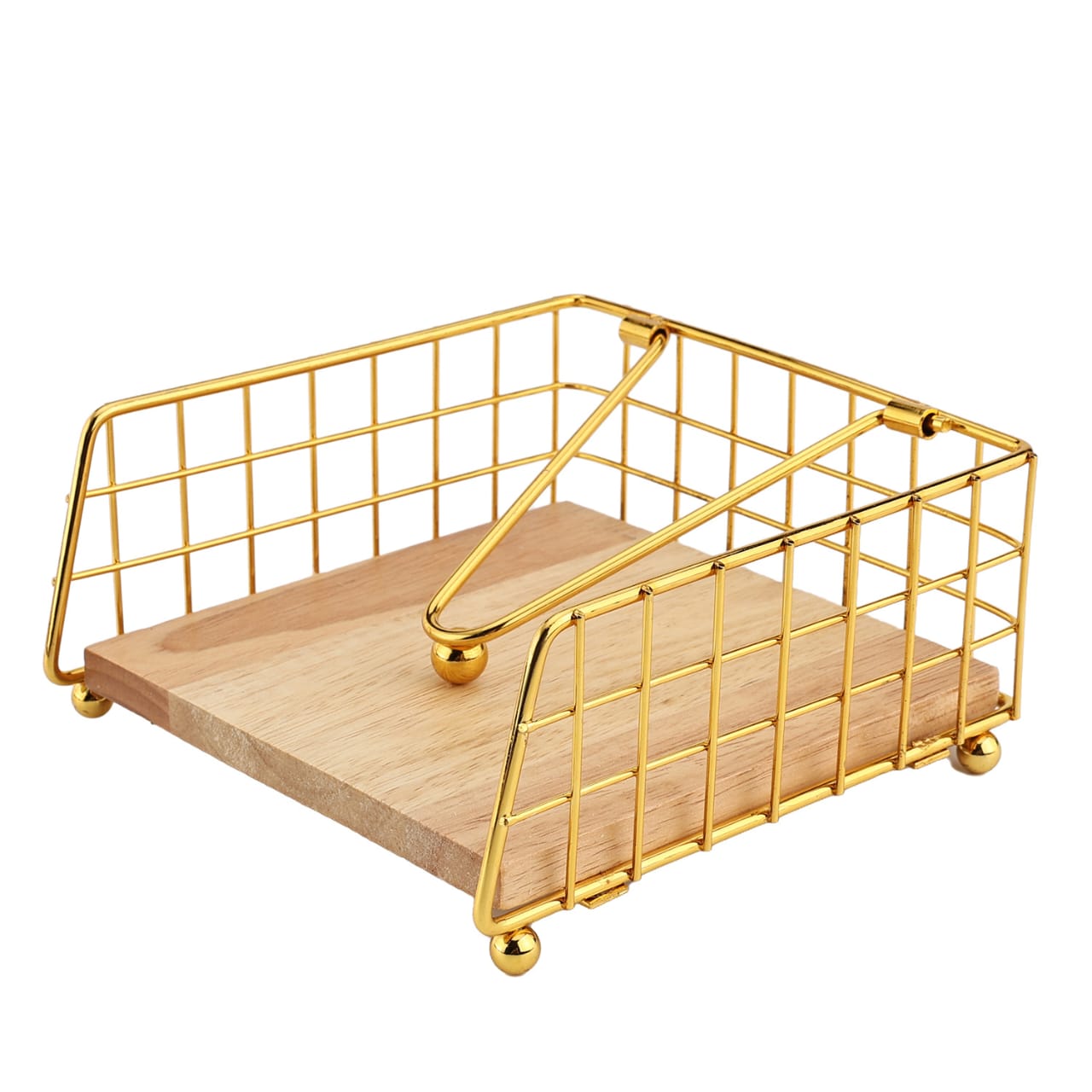 Luxury metallic serviette holder, with Bamboo place on/ napkin holder | - Elegant Households KE