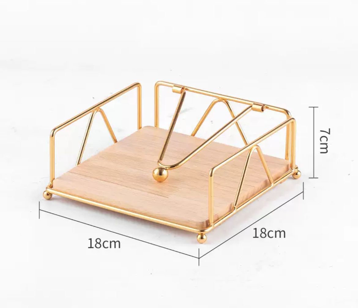 Luxury metallic serviette holder, with Bamboo place on/ napkin holder | - Elegant Households KE