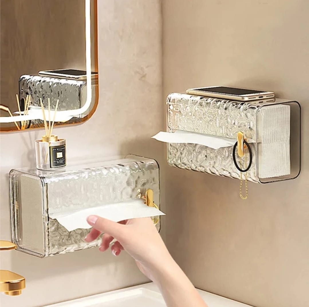 Tissue Holder – Acrylic Wall-Mounted Box for Bathrooms and Offices