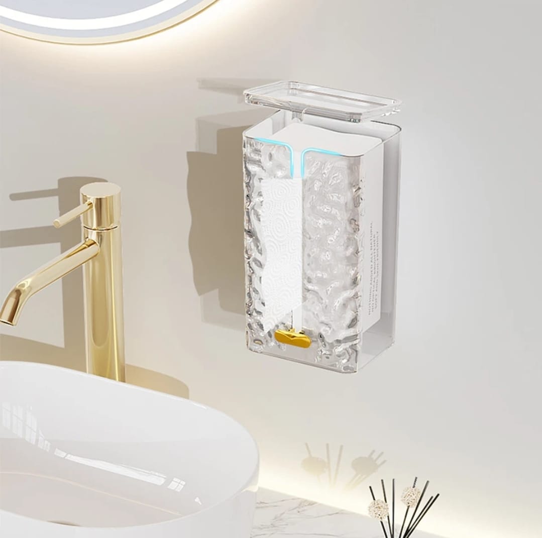 Tissue Holder – Acrylic Wall-Mounted Box for Bathrooms and Offices