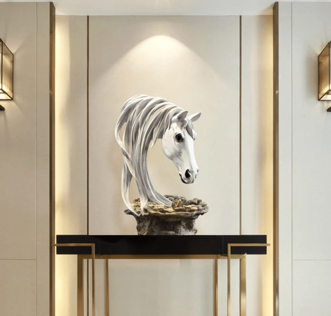 Luxury White & Gold Horse Head Sculpture – Elegant Home Decor | - Elegant Households KE