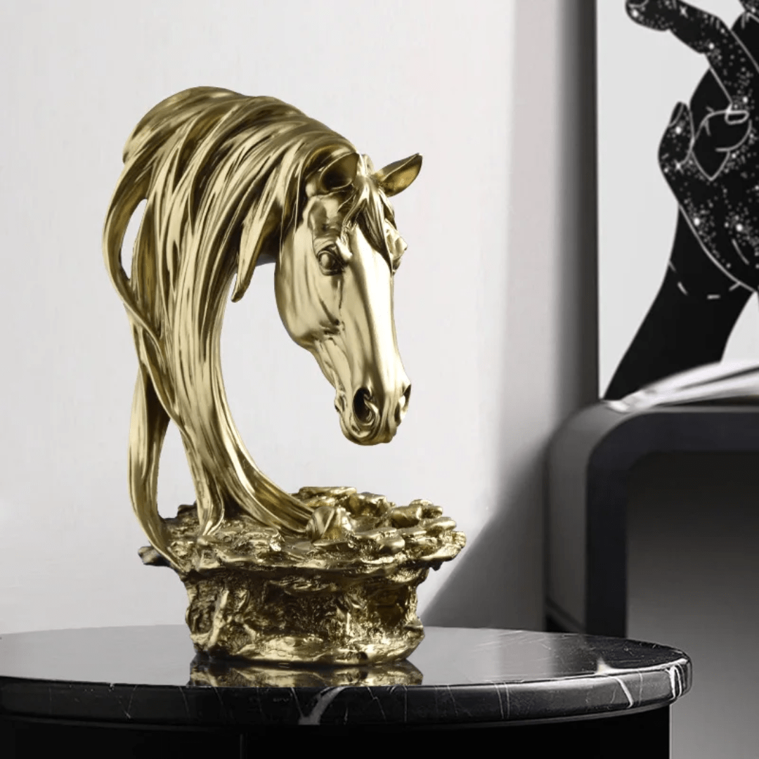 Luxury White & Gold Horse Head Sculpture – Elegant Home Decor | - Elegant Households KE