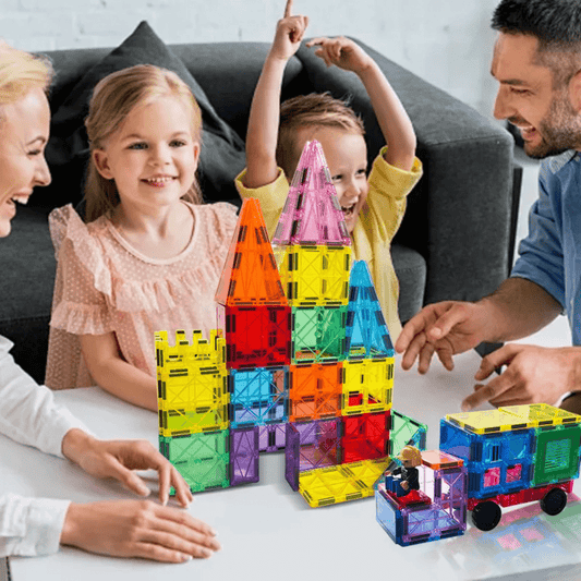 Magnetic Tiles Building Set 100 Pieces | STEM Toy for Kids | - Elegant Households KE