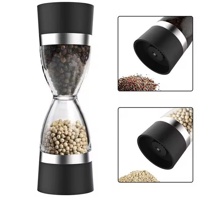 Manually adjustable thickness, hour glass 2 in 1 Dual Salt Pepper Mills,  Pepper Grinder, Sesame, Spice Grinder, Kitchen spice jar* | - Elegant Households KE