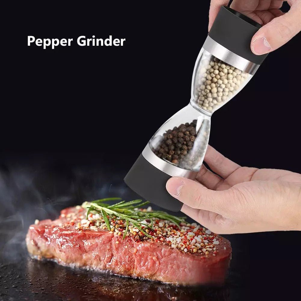 Manually adjustable thickness, hour glass 2 in 1 Dual Salt Pepper Mills,  Pepper Grinder, Sesame, Spice Grinder, Kitchen spice jar* | - Elegant Households KE