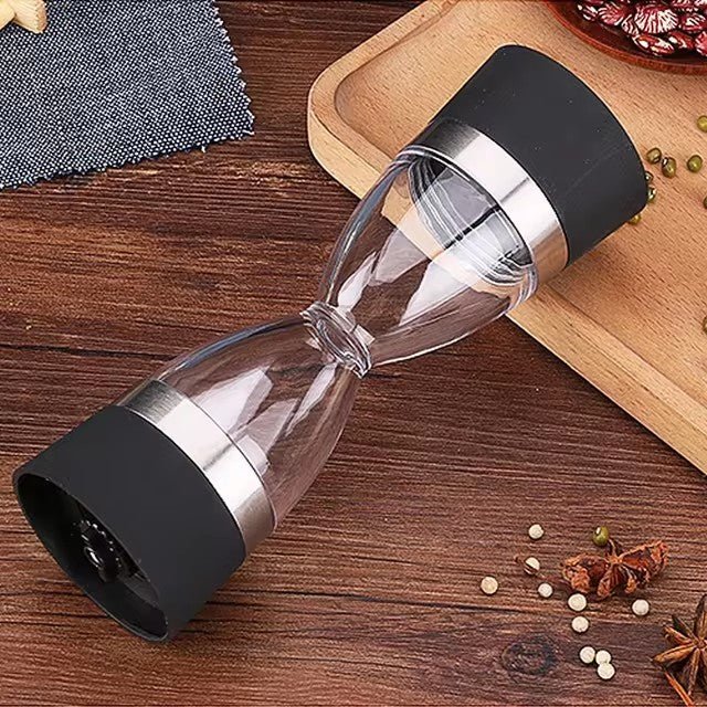 Manually adjustable thickness, hour glass 2 in 1 Dual Salt Pepper Mills,  Pepper Grinder, Sesame, Spice Grinder, Kitchen spice jar* | - Elegant Households KE