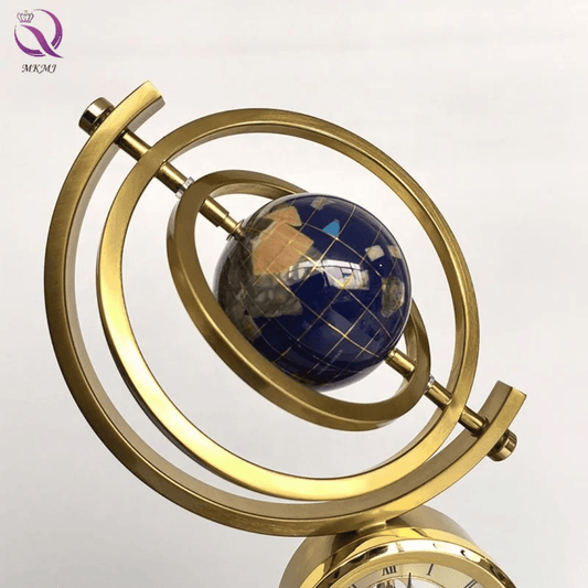 Marble Base Globe Clock Decor – Luxury Golden Orbit Desk Clock for Home & Office | - Elegant Households KE