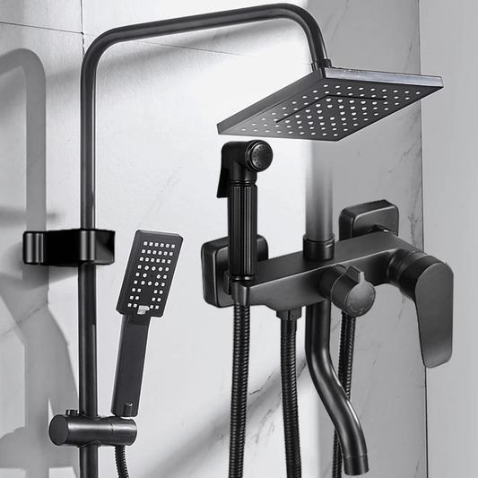 Matte Black Shower Mixer with Rain Shower Set | - Elegant Households KE