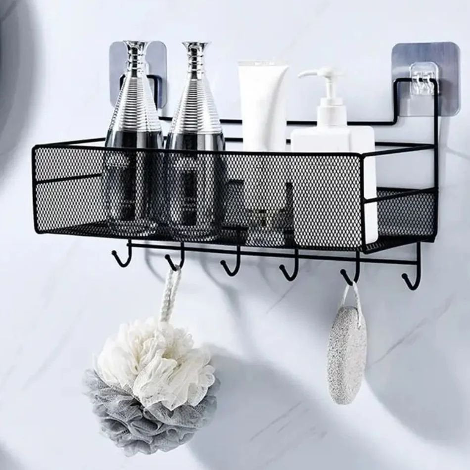 Mesh Bathroom Rack with Hooks | - Elegant Households KE