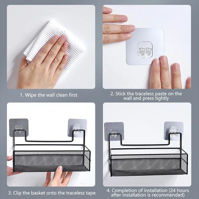 Mesh Bathroom rack with self adhesive stickers  | - Elegant Households KE