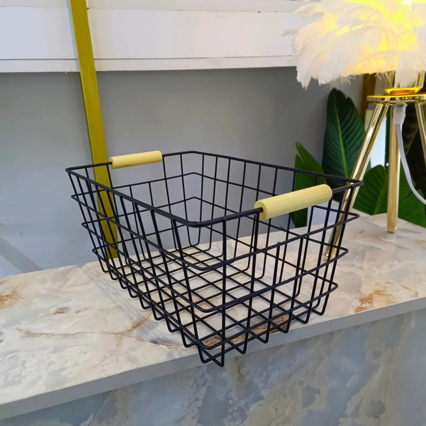 Metal Wire Storage Basket With Handle | - Elegant Households KE