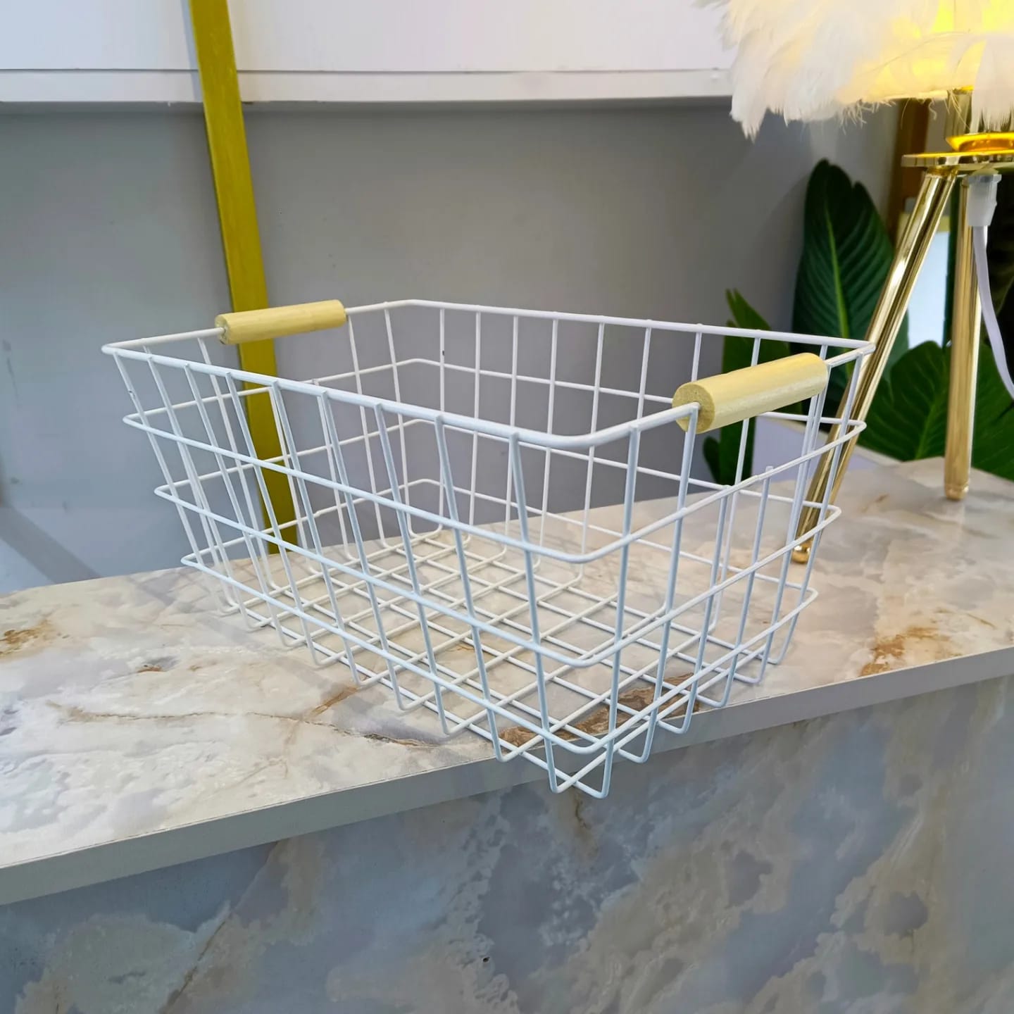 Metal Wire Storage Basket With Handle | - Elegant Households KE
