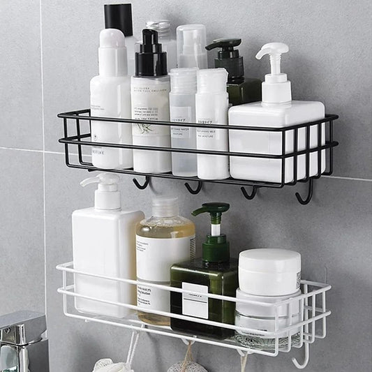 Metallic Bathroom Shelf with Hooks | - Elegant Households KE