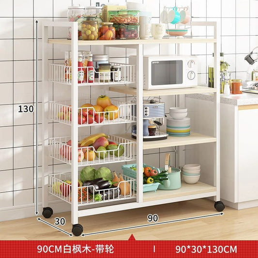 Metallic Kitchen Rack with Movable & Lockable Wheels | - Elegant Households KE