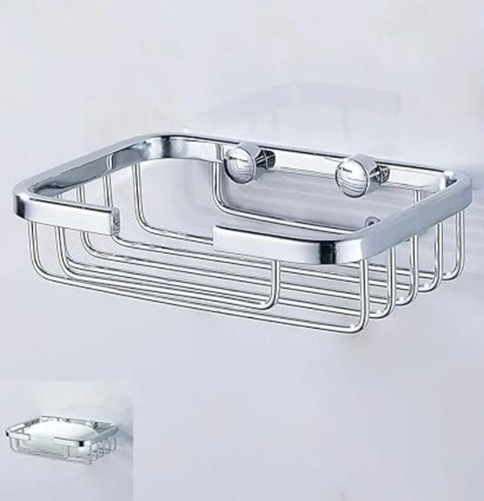 Soap Dish - Metallic Wall-Mount Bathroom Soap Holder with Adhesive & Screw Options