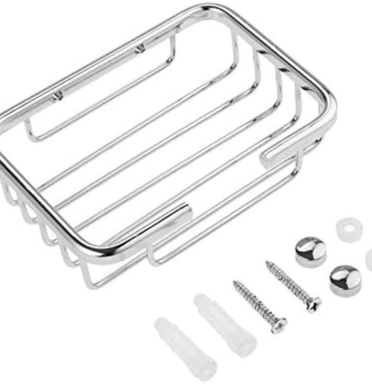 Soap Dish - Metallic Wall-Mount Bathroom Soap Holder with Adhesive & Screw Options