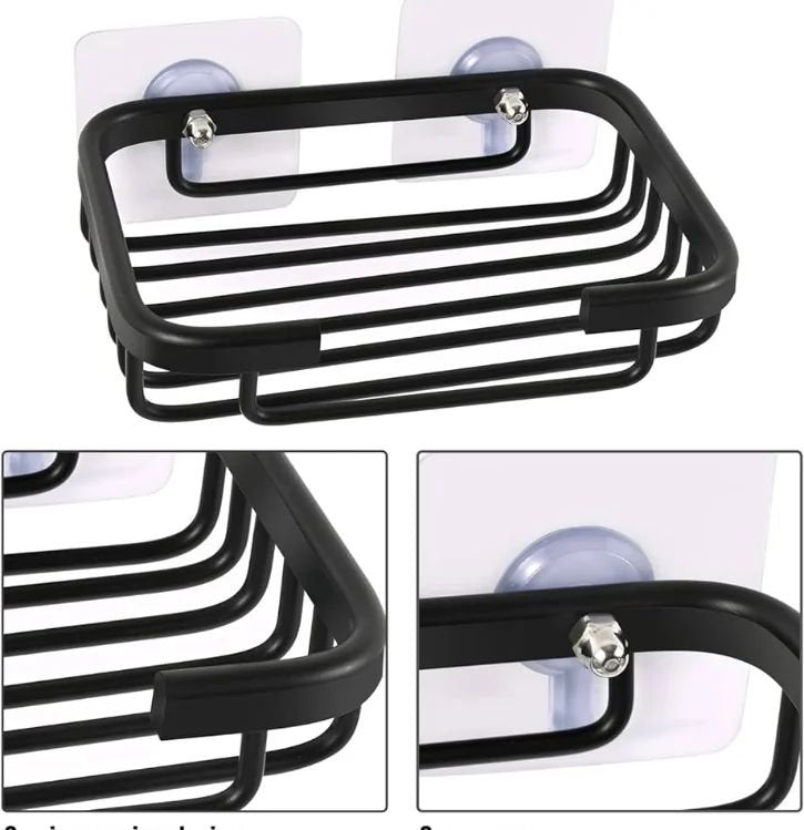 Soap Dish - Metallic Wall-Mount Bathroom Soap Holder with Adhesive & Screw Options