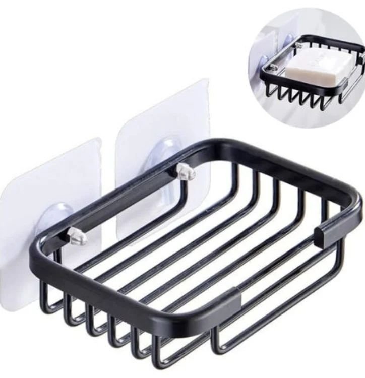 Soap Dish - Metallic Wall-Mount Bathroom Soap Holder with Adhesive & Screw Options
