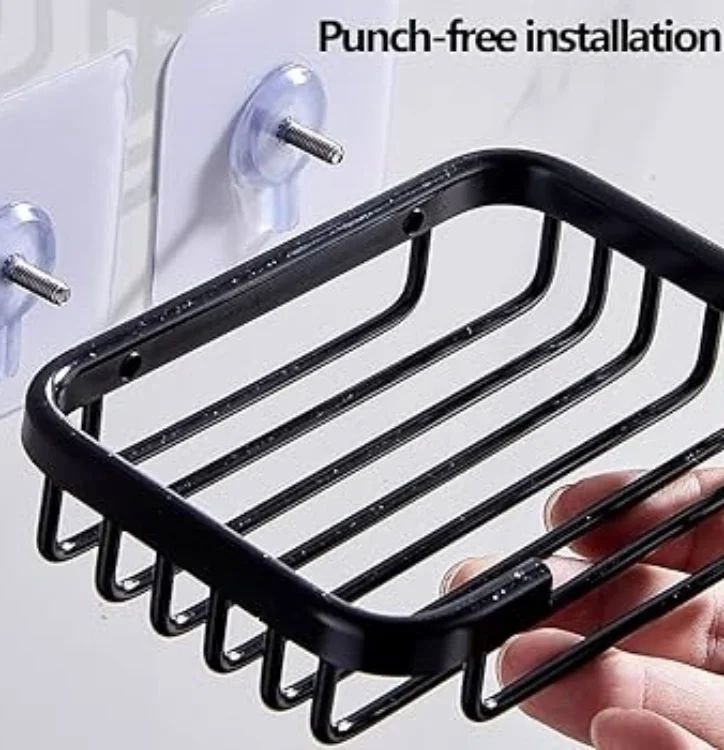 Soap Dish - Metallic Wall-Mount Bathroom Soap Holder with Adhesive & Screw Options