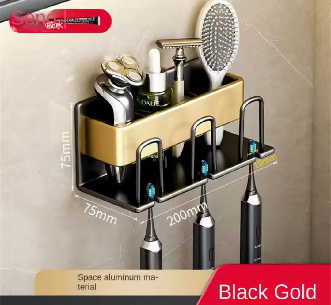 Metallic wall mounted tooth brush/paste holder. | - Elegant Households KE