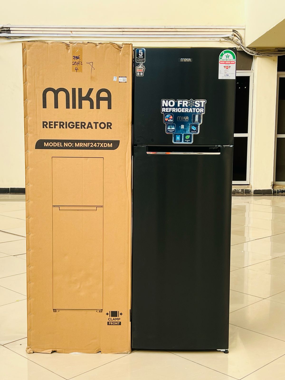 MIKA Fridge 247L 2 Door Top Mount Freezer, No Frost (Frost Free), Inox Dark Matt | - Elegant Households KE