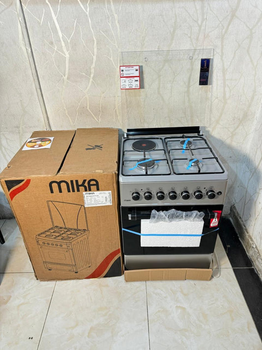 MIKA Standing Cooker, 58cm x 58cm, 3 Gas Pool Jet Burners + 1 RAPID Hot Plate | - Elegant Households KE