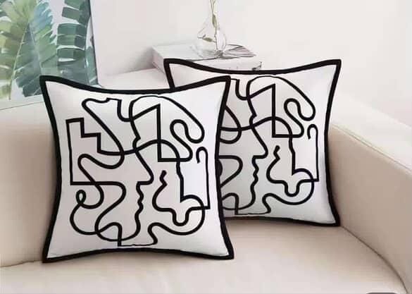 Modern Black and White Throw Pillow Cover – Abstract Geometric Cushion Cover | - Elegant Households KE