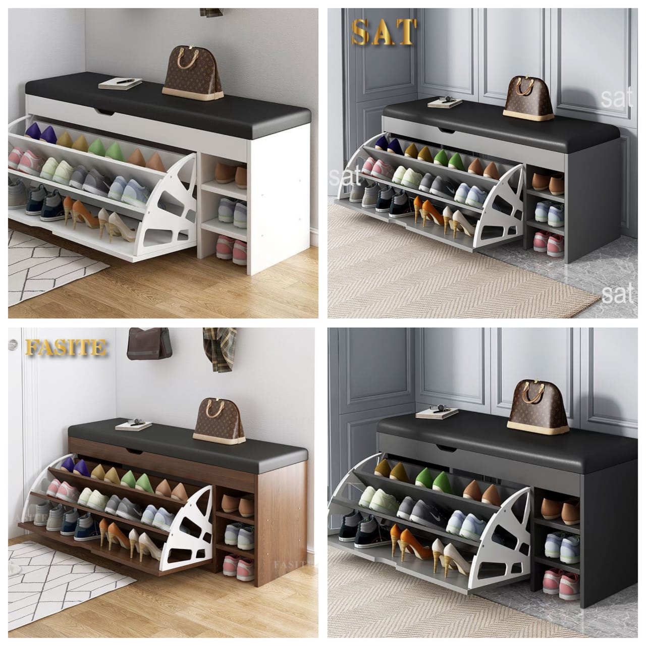 Modern Bucket flip shoe cabinet with seat changing stool bench | - Elegant Households KE