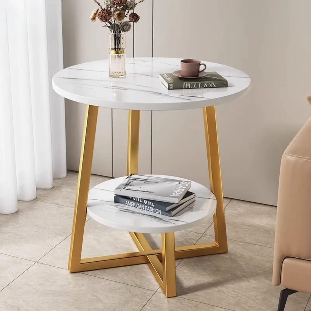 Modern Double Layer Round Side Table | - Elegant Households KE