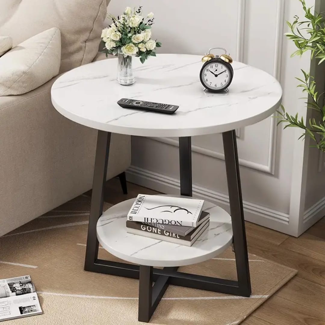 Modern Double Layer Round Side Table | - Elegant Households KE