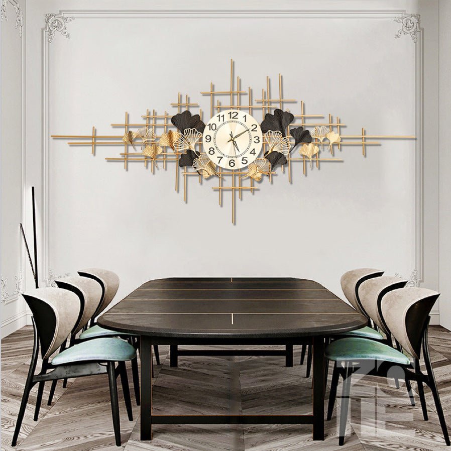 Modern Luxury Iron Wall Clock with Gold & Black Decor | - Elegant Households KE