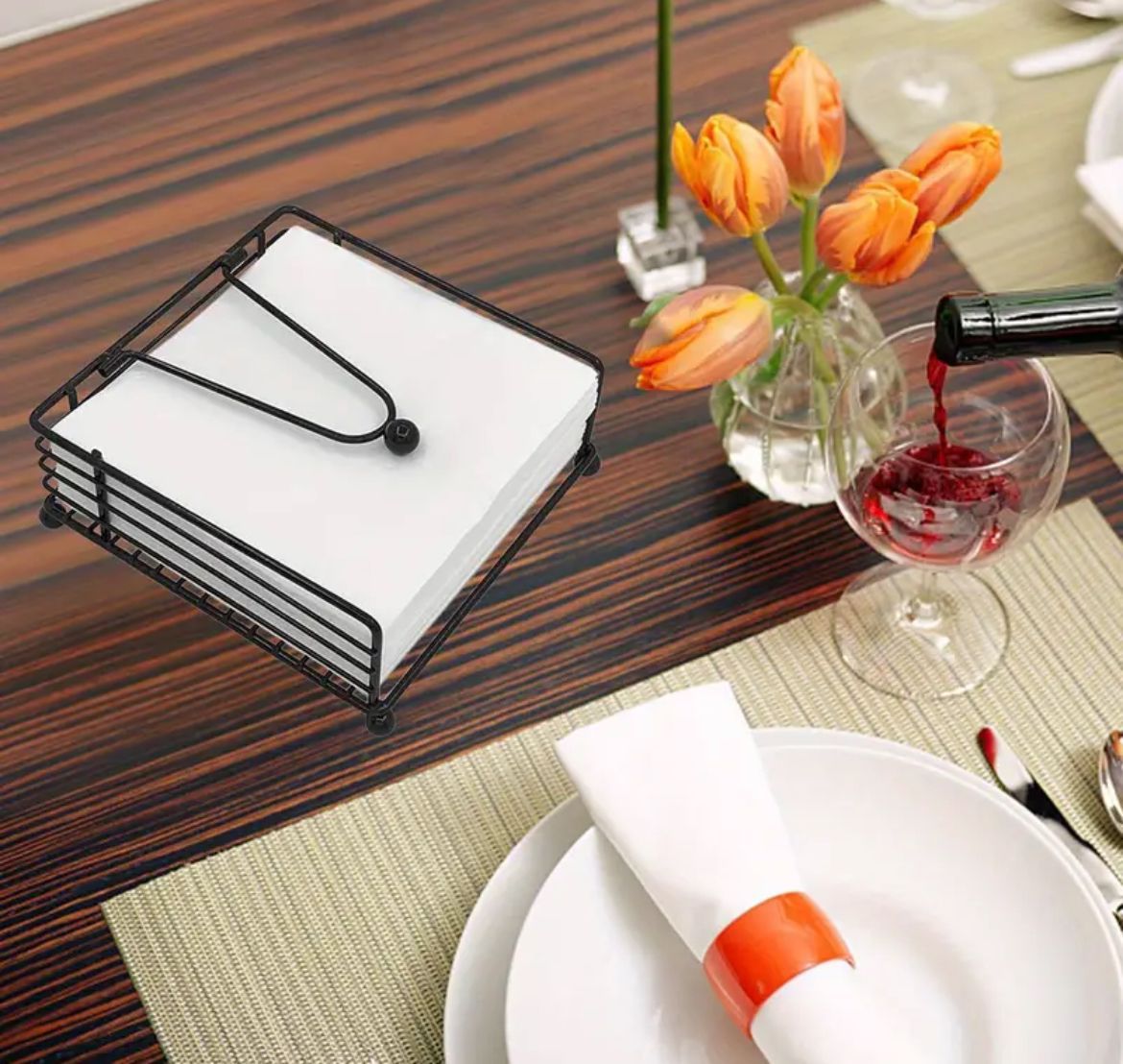 Modern Metallic serviette holder with Weighted Arm | - Elegant Households KE