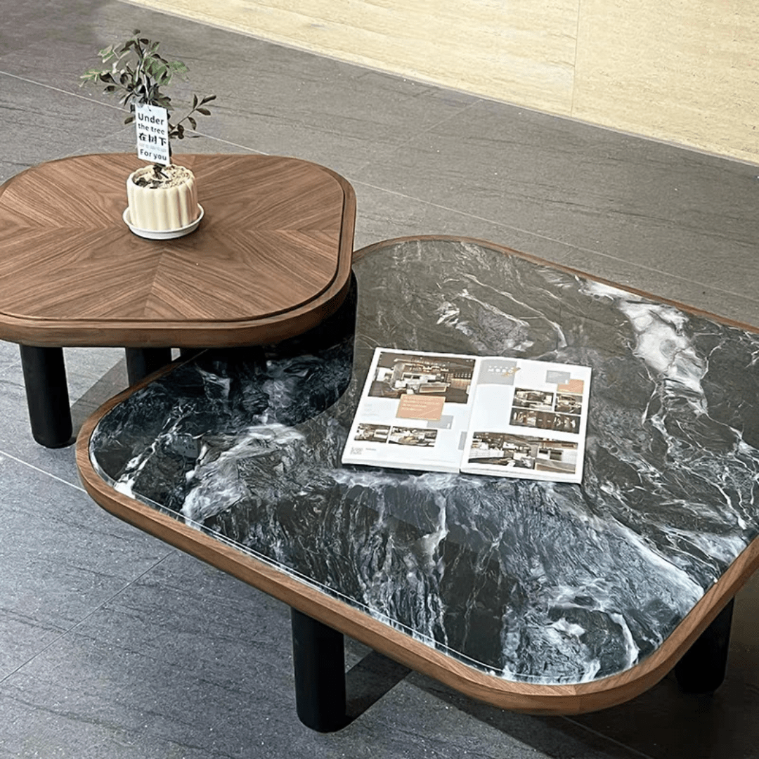 Modern Nesting Coffee Table Set with Marble Top | - Elegant Households KE