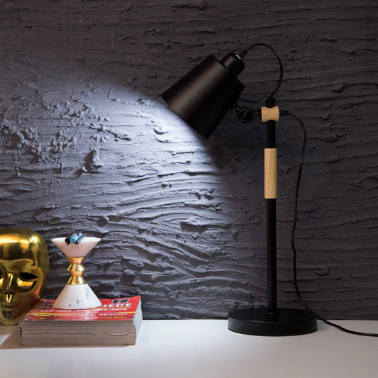 Modern Nordic Wood & Metal Desk Lamp – Adjustable Study, Reading & Office Table Light | - Elegant Households KE