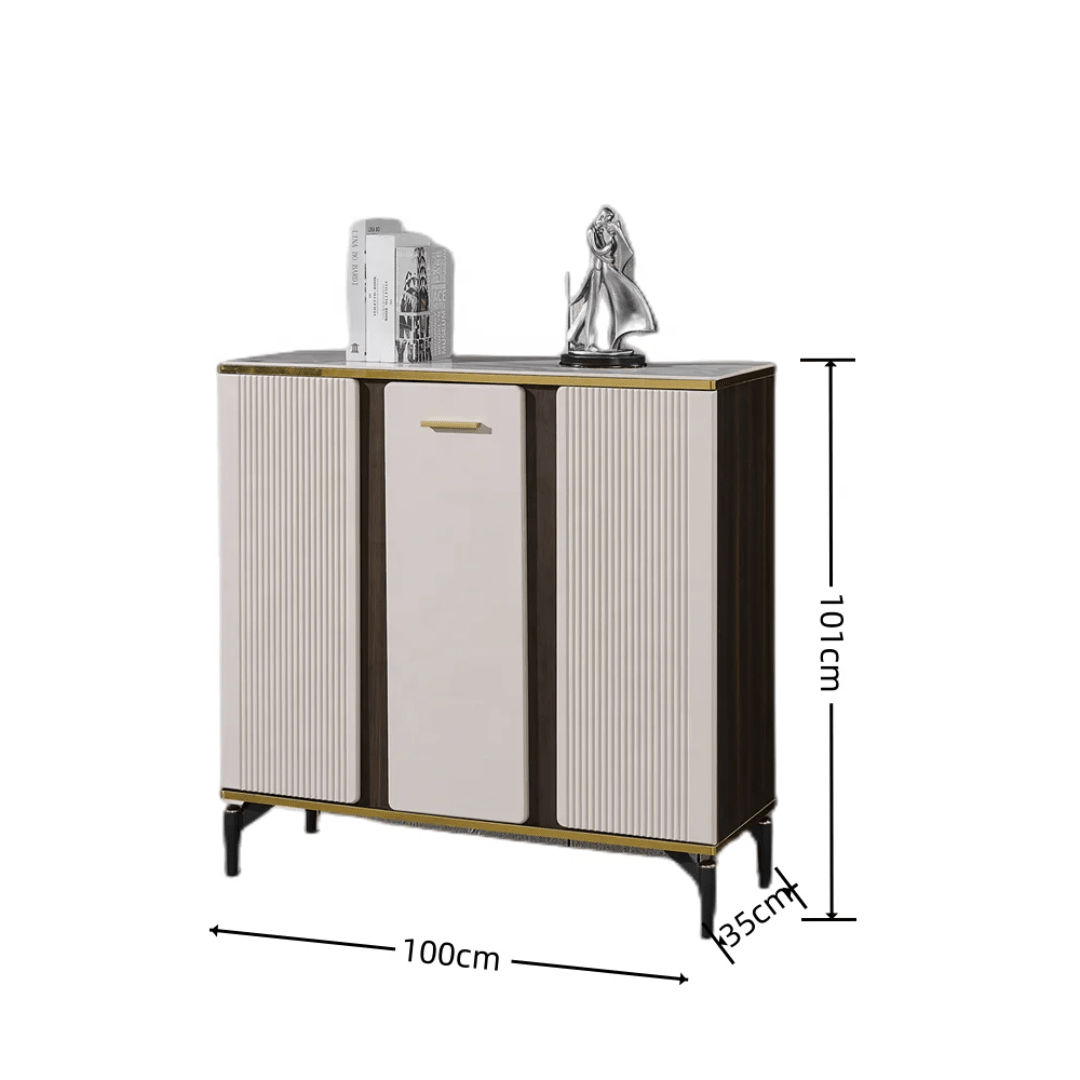 Modern Ribbed Sideboard Cabinet with Gold Accents – Luxury Storage Console Table – 100cm & 120cm Options | - Elegant Households KE