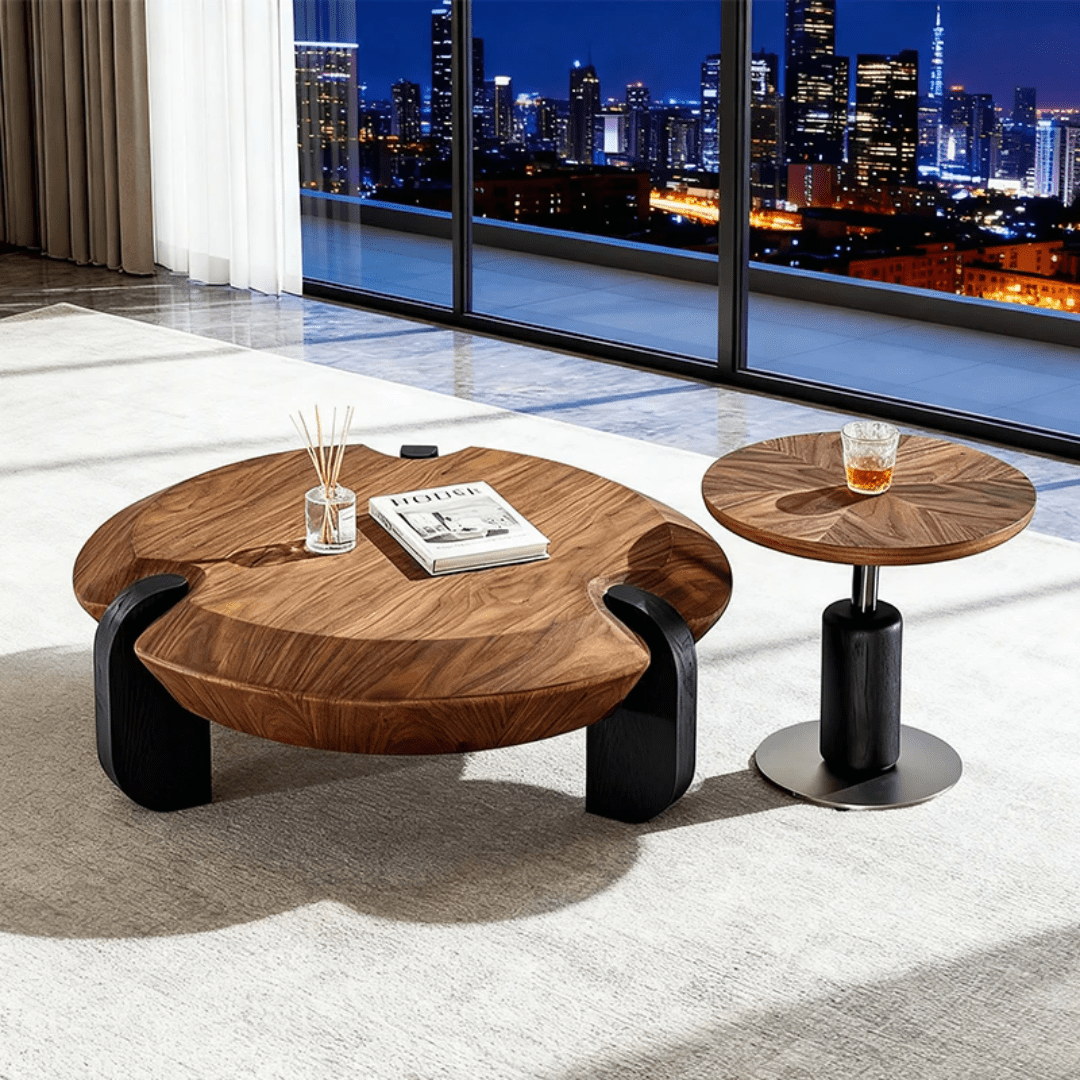 Modern Solid Wood Round Coffee & Side Table Set | - Elegant Households KE