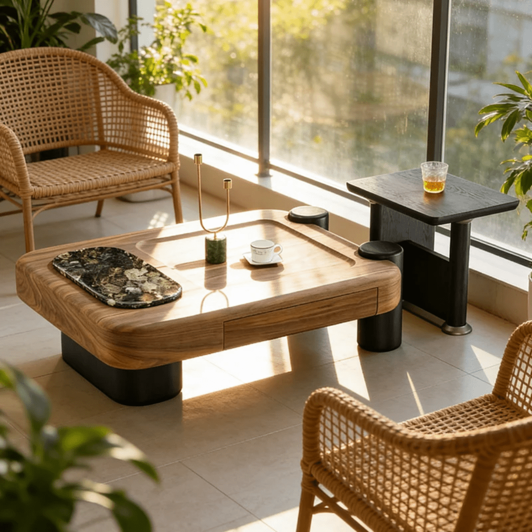Modern Wooden Coffee Table with Storage Drawer | - Elegant Households KE