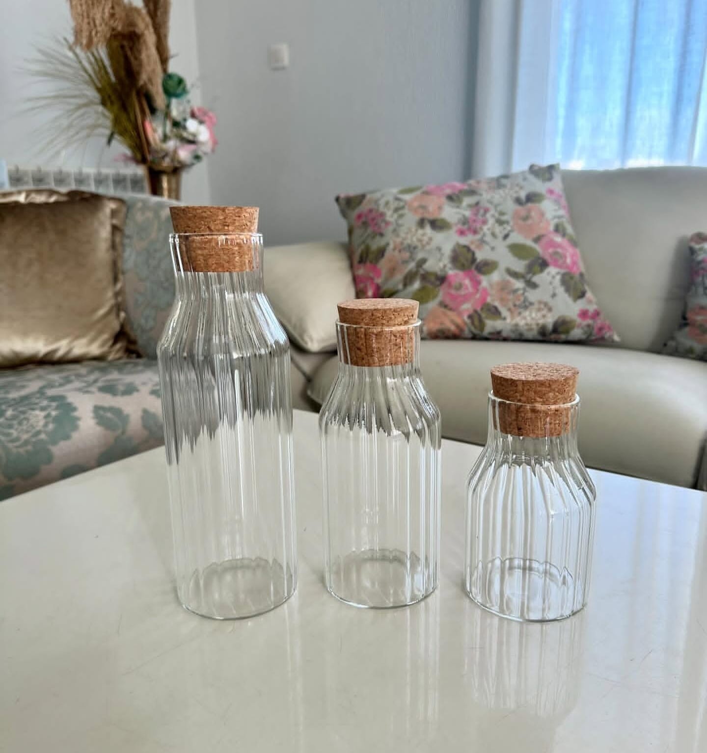 Mulit - purpose Modern Household Borosilicate Glass Storage Jar with Acacia wooden cork Lid | - Elegant Households KE