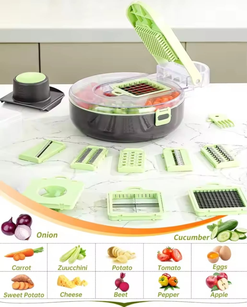 Multi - functional 9pcs Vegetable Chopper/Cutter | - Elegant Households KE
