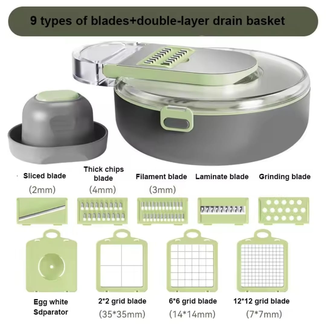 Multi - functional 9pcs Vegetable Chopper/Cutter | - Elegant Households KE