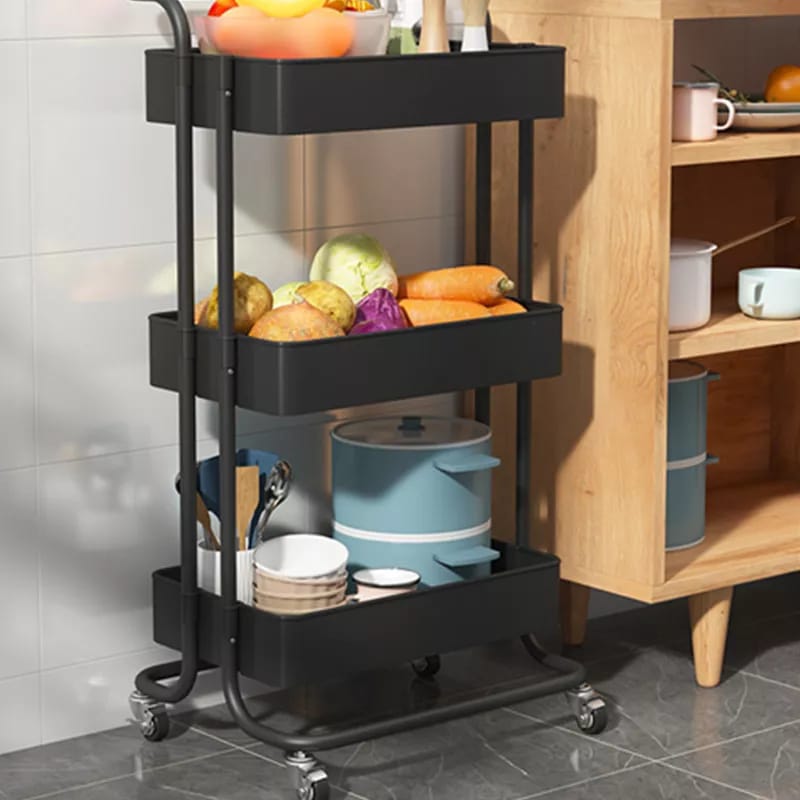 Multi - functional movable trolley storage rack( full metallic) | - Elegant Households KE