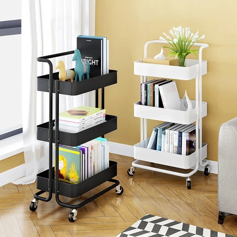 Multi - functional movable trolley storage rack( full metallic) | - Elegant Households KE