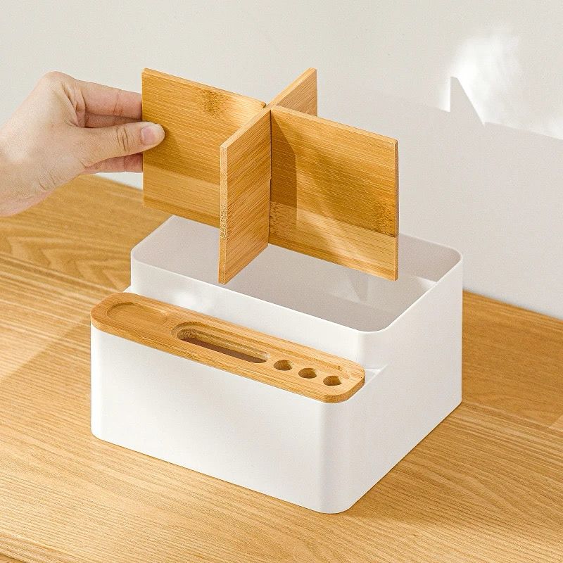 Multi purpose desktop organizer with dividers/remote control storage  | - Elegant Households KE